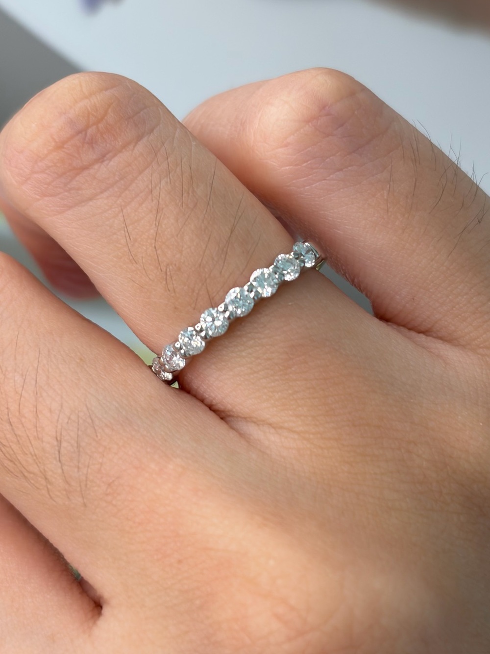 PT950 Natural Diamond Half Eternity Band